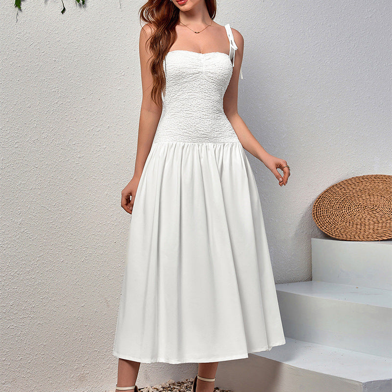 Twist Bust Textured Cami Flowy Midi Dress poava