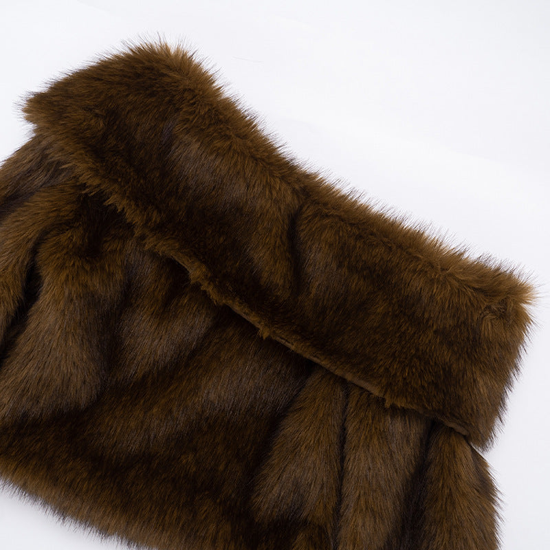 stacey One Shoulder Furry Top Avalabel