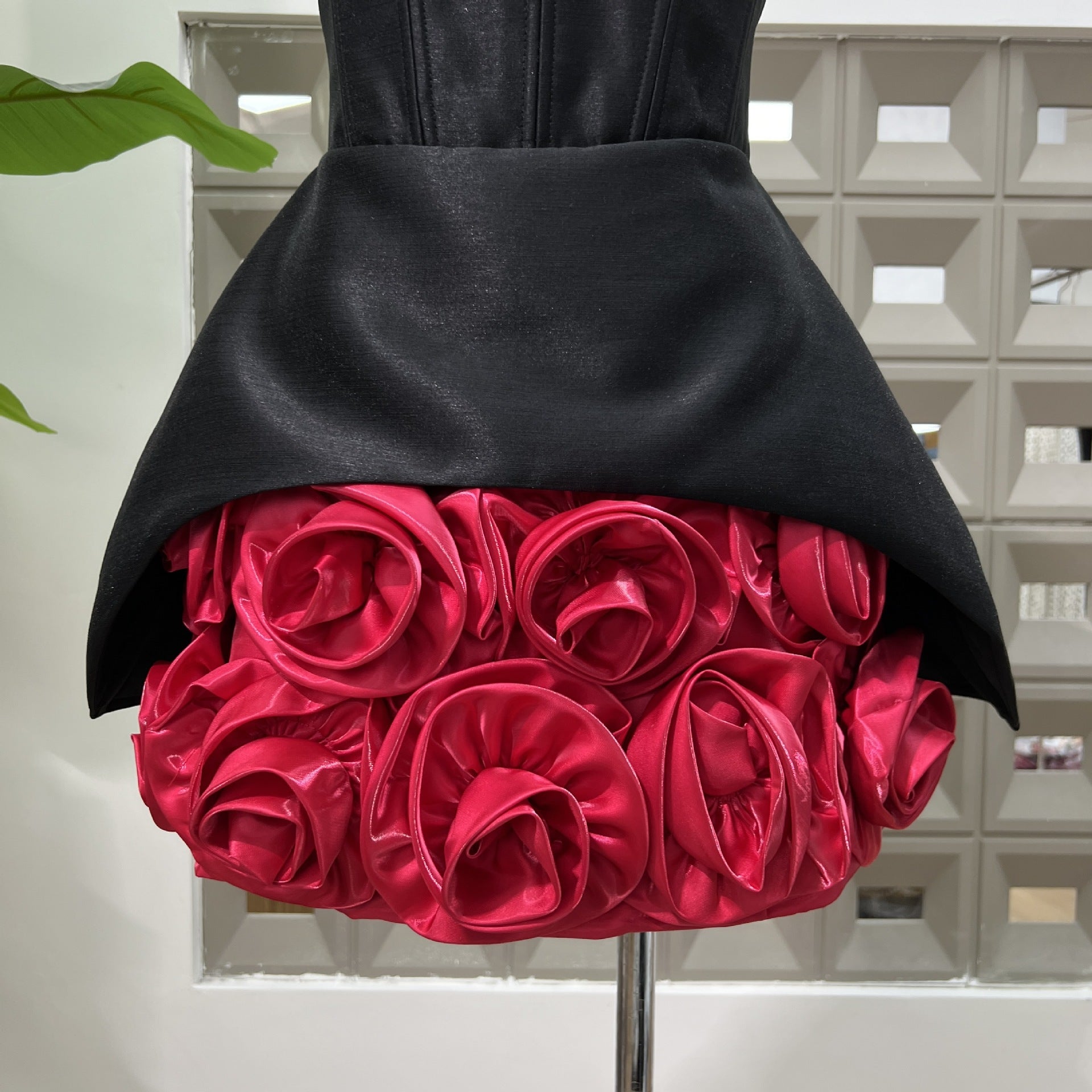 Rose Flower Ruffled Floral Mini Dress in Red Soraya
