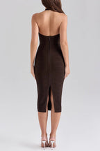 Chocolate Halter Bodycon Midi Bandage Dress Avalabel