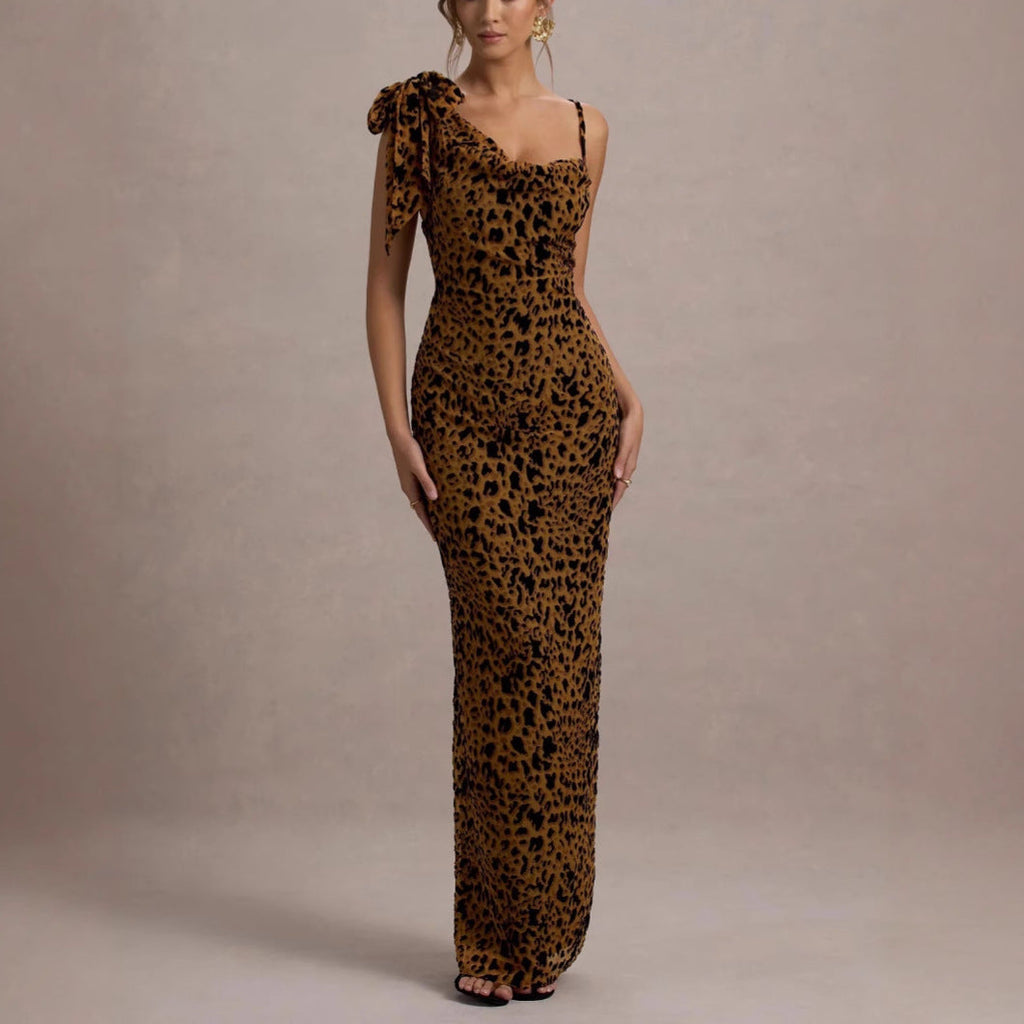 Leopard Print Slip Maxi Dress Avalabel
