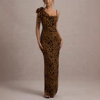 Leopard Print Slip Maxi Dress Avalabel