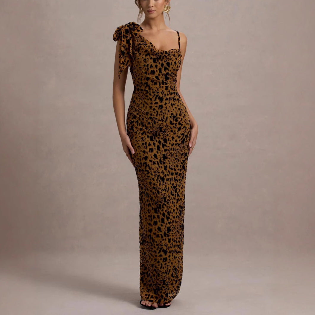 Leopard Print Slip Maxi Dress Avalabel