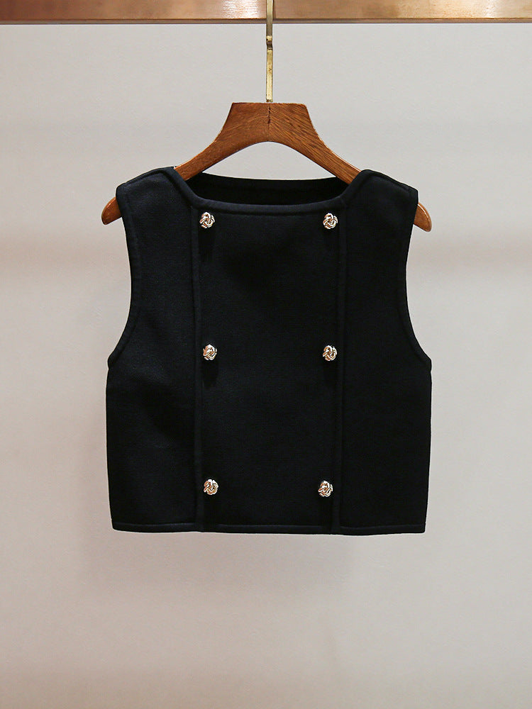 marcia black Double Breasted Vest