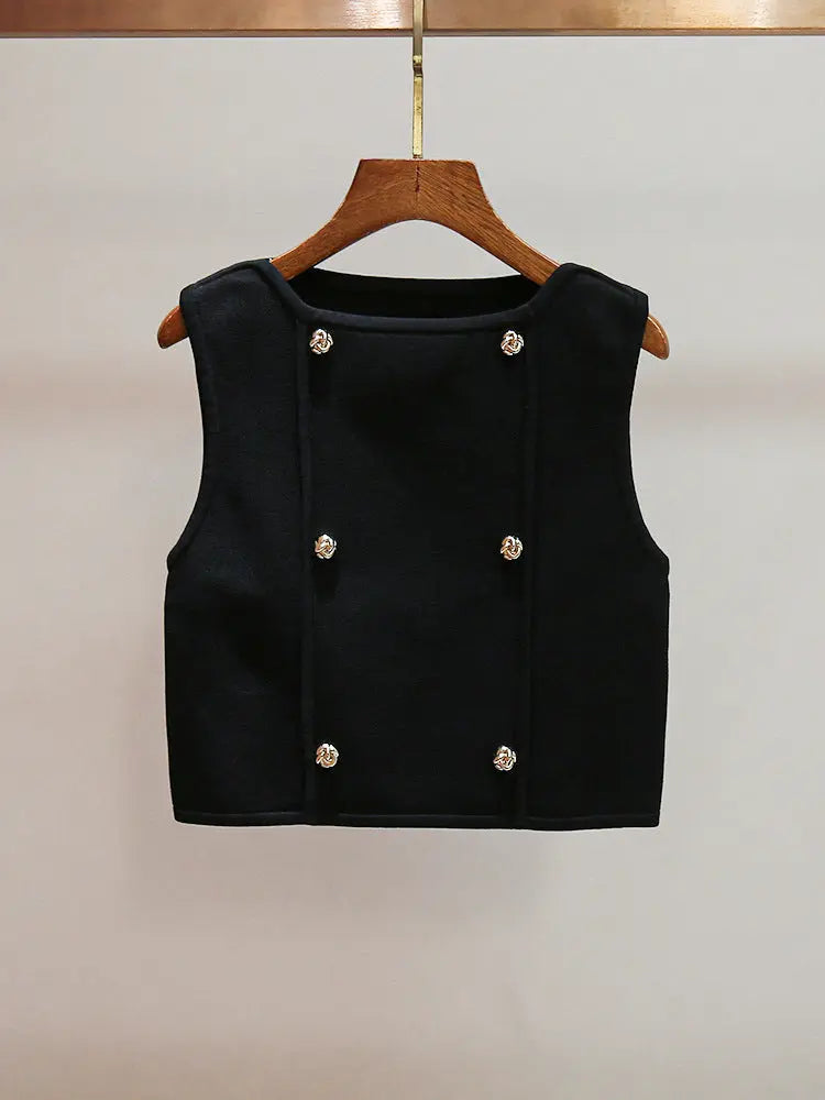marcia black Double Breasted Vest Avalabel