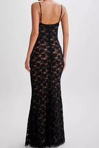 Black Lace Slip Maxi Dress Avalabel