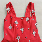 adora Sleeveless Diamond Bow Bandage Mini Dress in red Avalabel