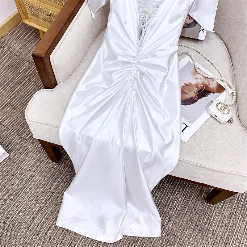 alexandra satin Corset Dress in white Avalabel