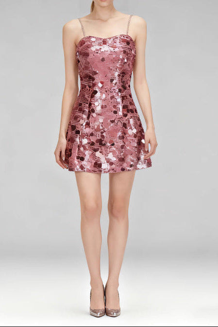 virginia Strappy Sequin Embellished Mini Dress in pink Avalabel