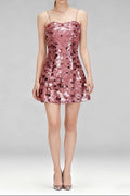 virginia Strappy Sequin Embellished Mini Dress in pink Avalabel