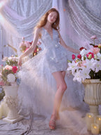 Vivi Light Blue Sleeveless Chiffon Banquet Dress Avalabel