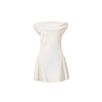 Tina Satin Ruched Mini Dress in Cream White Avalabel