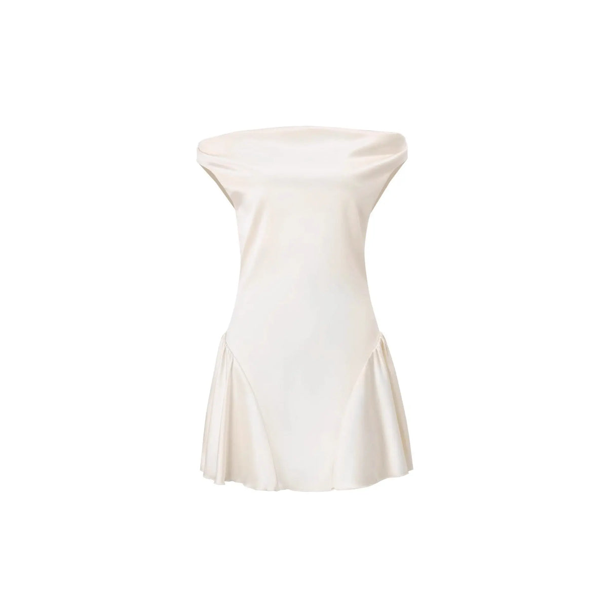 Tina Satin Ruched Mini Dress in Cream White Avalabel