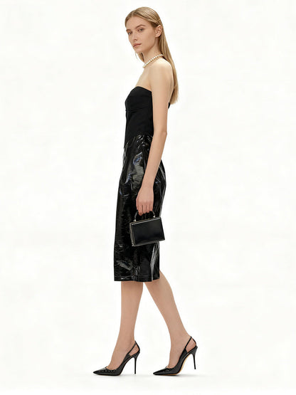 miriam black Sleeveless strapless cropped top mini skirt