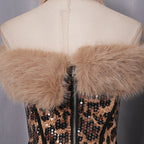 suzanne Leopard Fur Sequin Skirt Set Avalabel