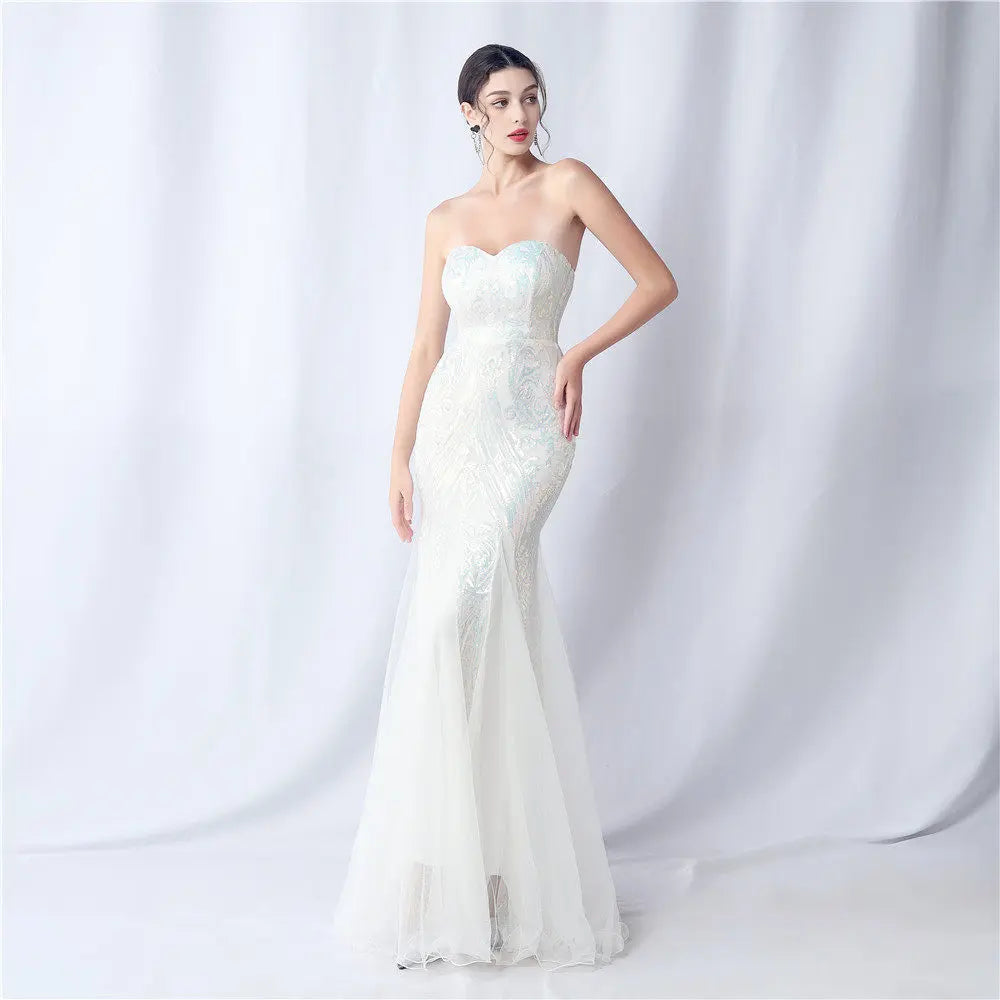 sparkle strapless tulle maxi dress Avalabel
