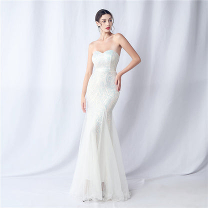 sparkle strapless tulle maxi dress