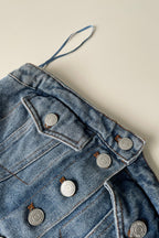 8-Button Denim Tube Top in Blue Avalabel