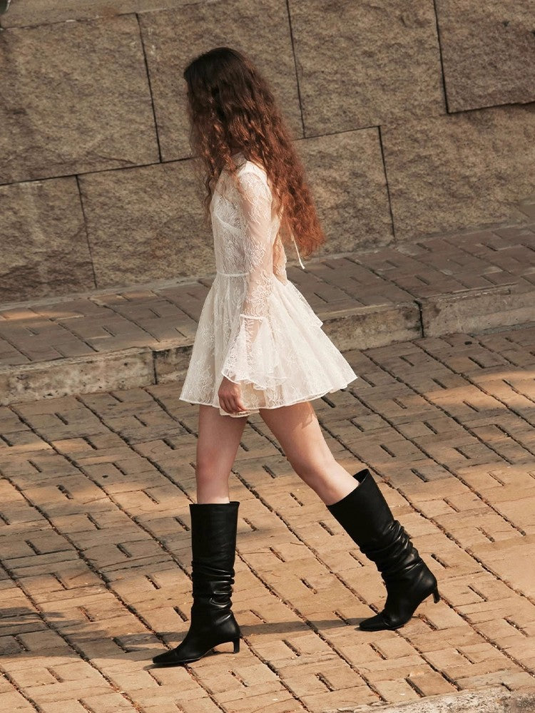 Bblythe Tulle Lace Backless Mini Dress in White