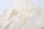 Strapless Lace Trim Corset Peplum Skort Romper poava