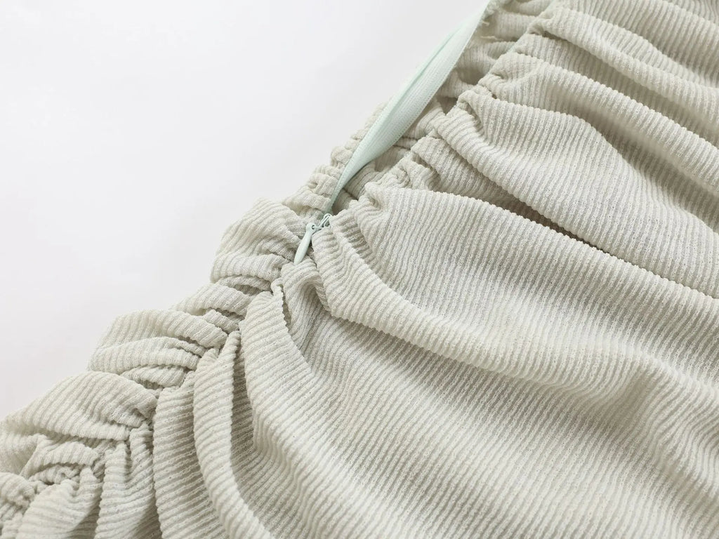Matcha lace strapless spliced knitted mini dress Avalabel