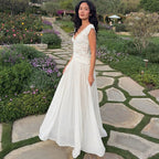 New Winter Style Sheer V-Neck Lace-Trimmed Maxi Dress Avalabel
