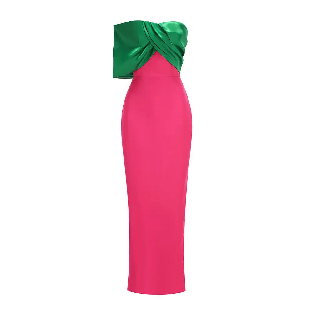 josephine fishtail strapless maxi dress - Green & Fuchsia Avalabel