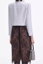 zenobia pale blue beaded Embellished Tweed Jacket Avalabel