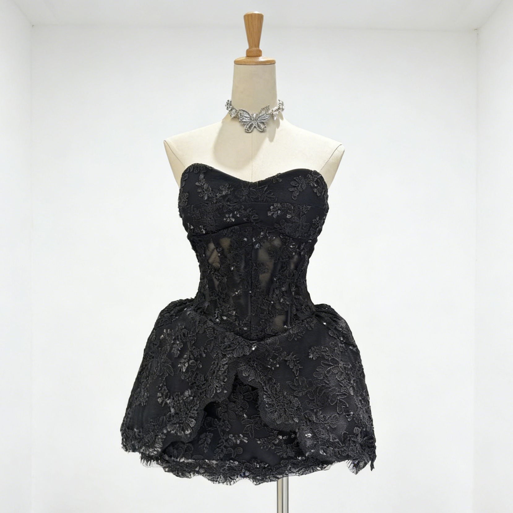 Lace Embroidered Bandeau Sleeveless Dress Avalabel