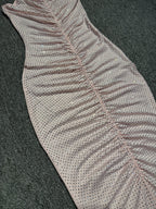 Hollow Mesh Rhinestone Sleeveless Maxi Dress in Pink Avalabel