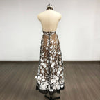 alyssa black Halter Floral Embroidered Midi Dress Avalabel