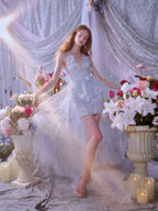 Vivi Light Blue Sleeveless Chiffon Banquet Dress Avalabel