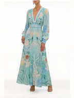 Zanna Silk Floral V-Neck Maxi Dress Avalabel