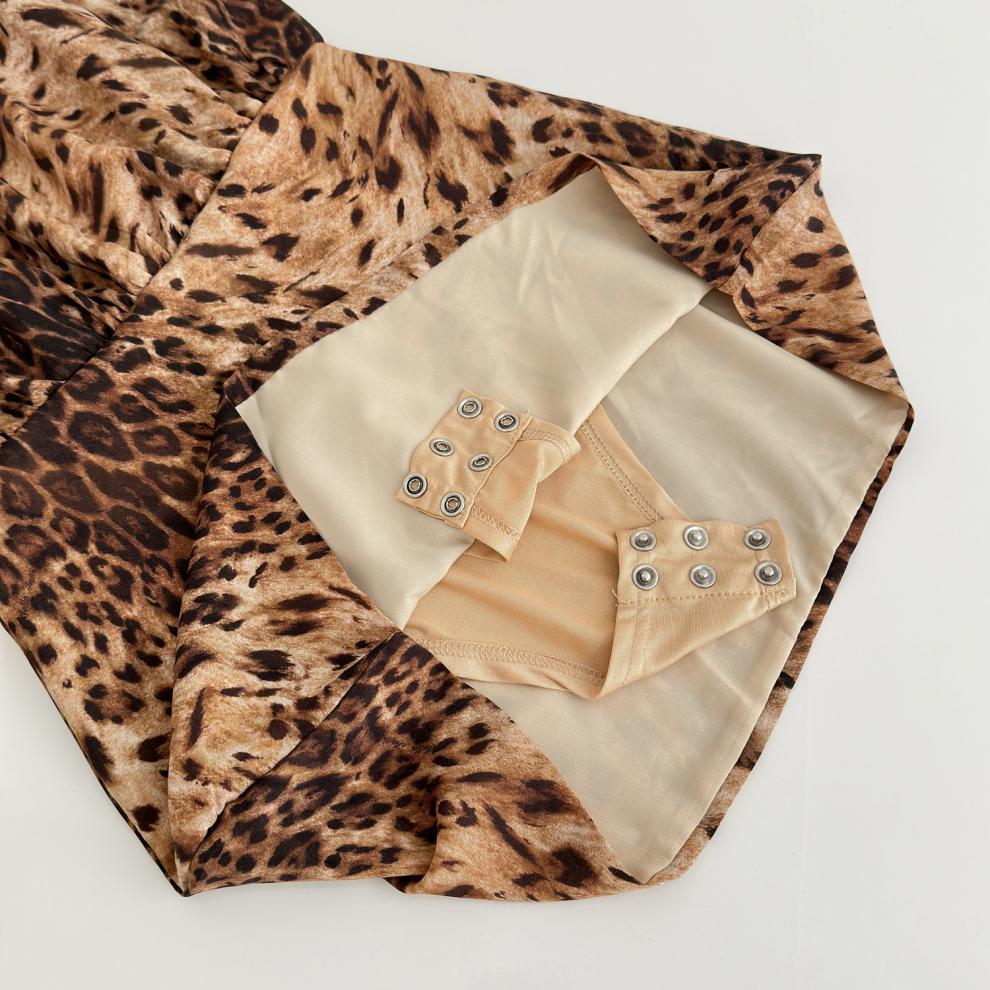 edwina Long Sleeves Leopard Print Mini Dress in brown