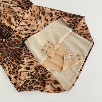 edwina Long Sleeves Leopard Print Mini Dress in brown