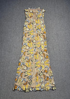 vivien multicolor 3D Butterfly Lace Strapless maxi Dress Avalabel