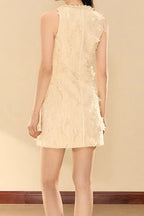 pandora Feathery Sleeveless A-line mini Dress in beige Avalabel