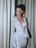 New Sexy and Hot Lace V-Neck Wrap Dress Avalabel