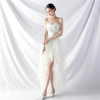 Strapless feather tulle midi dress Avalabel