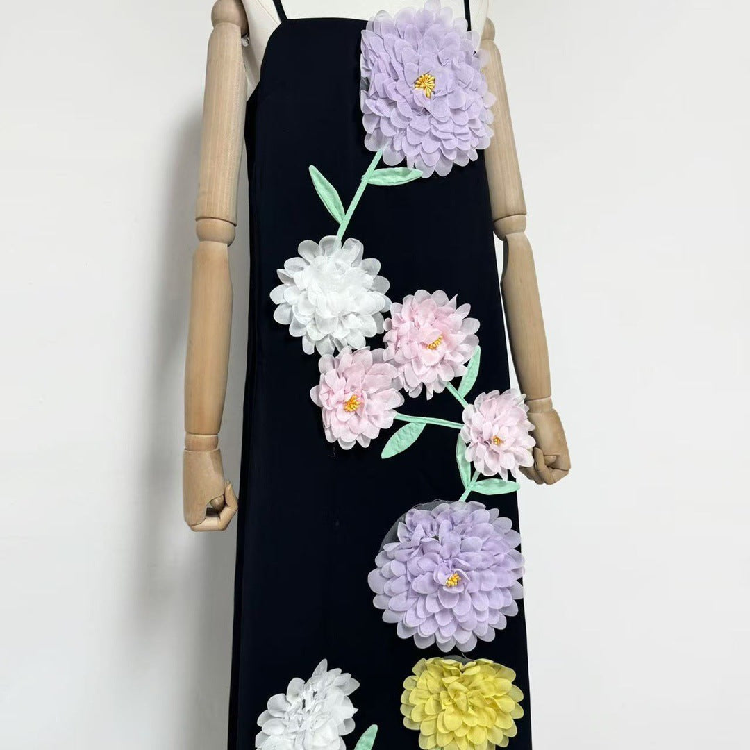 Kristin Buttercup Embroidered Maxi Dress in Black Avalabel