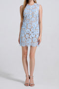 Eunice Hollow Pencil Lace Mini Dress in Blue Avalabel