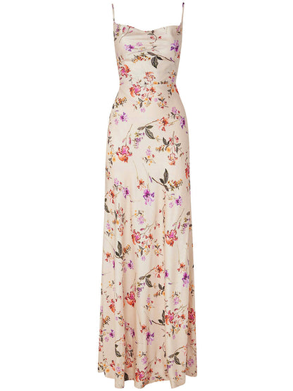 White Floral Slip Maxi Dress