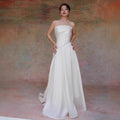 Lydia White French Satin Strapless Maxi Train Welcome Gown Avalabel