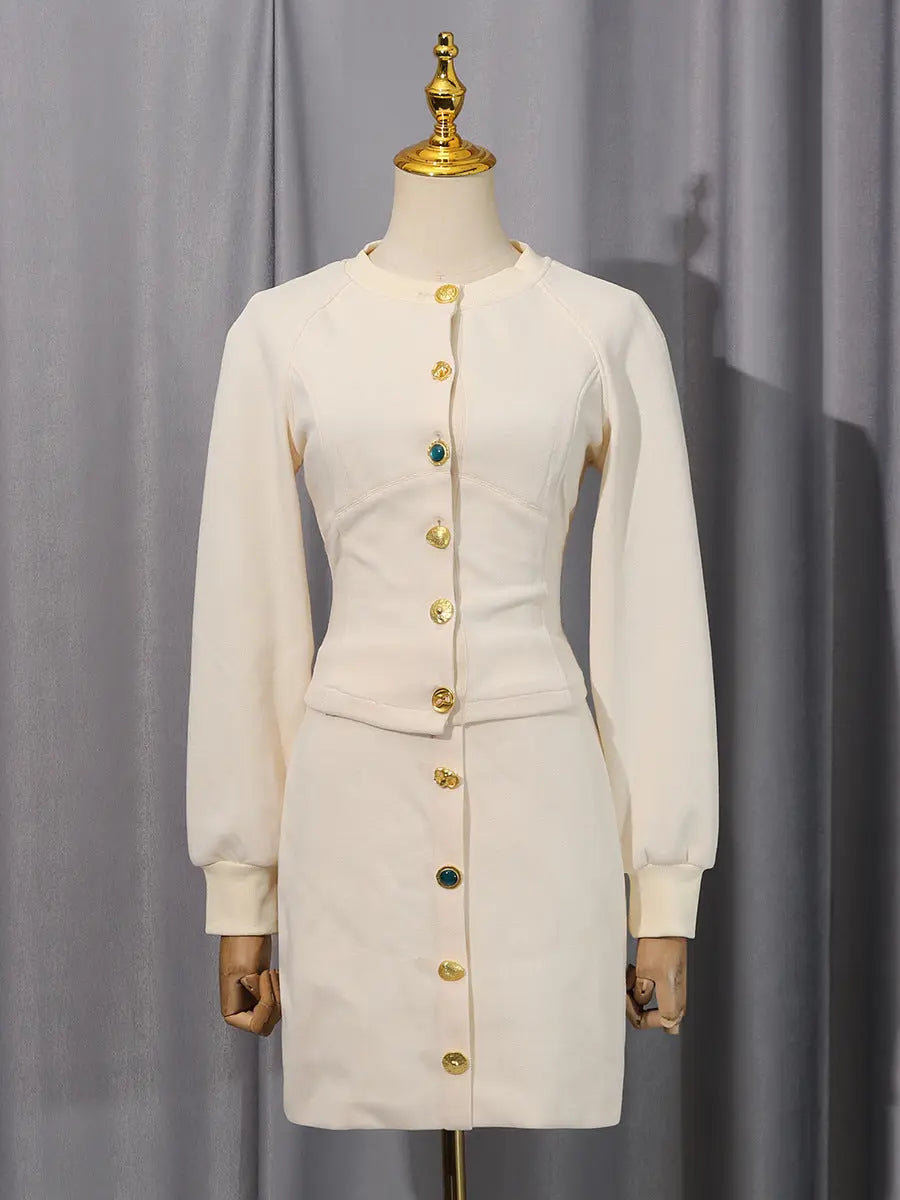 tabitha Embellished Button Co-ord Set – Ivoire Avalabel