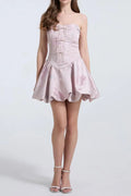 lisa jacquard fishbone bodice A-line mini dress in pink Avalabel