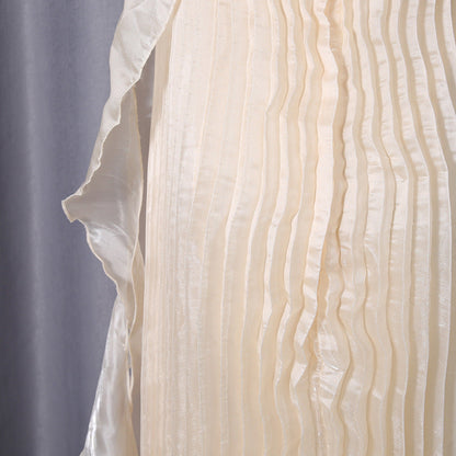 quintina Off Shoulder Pleated Maxi Dress in apricot