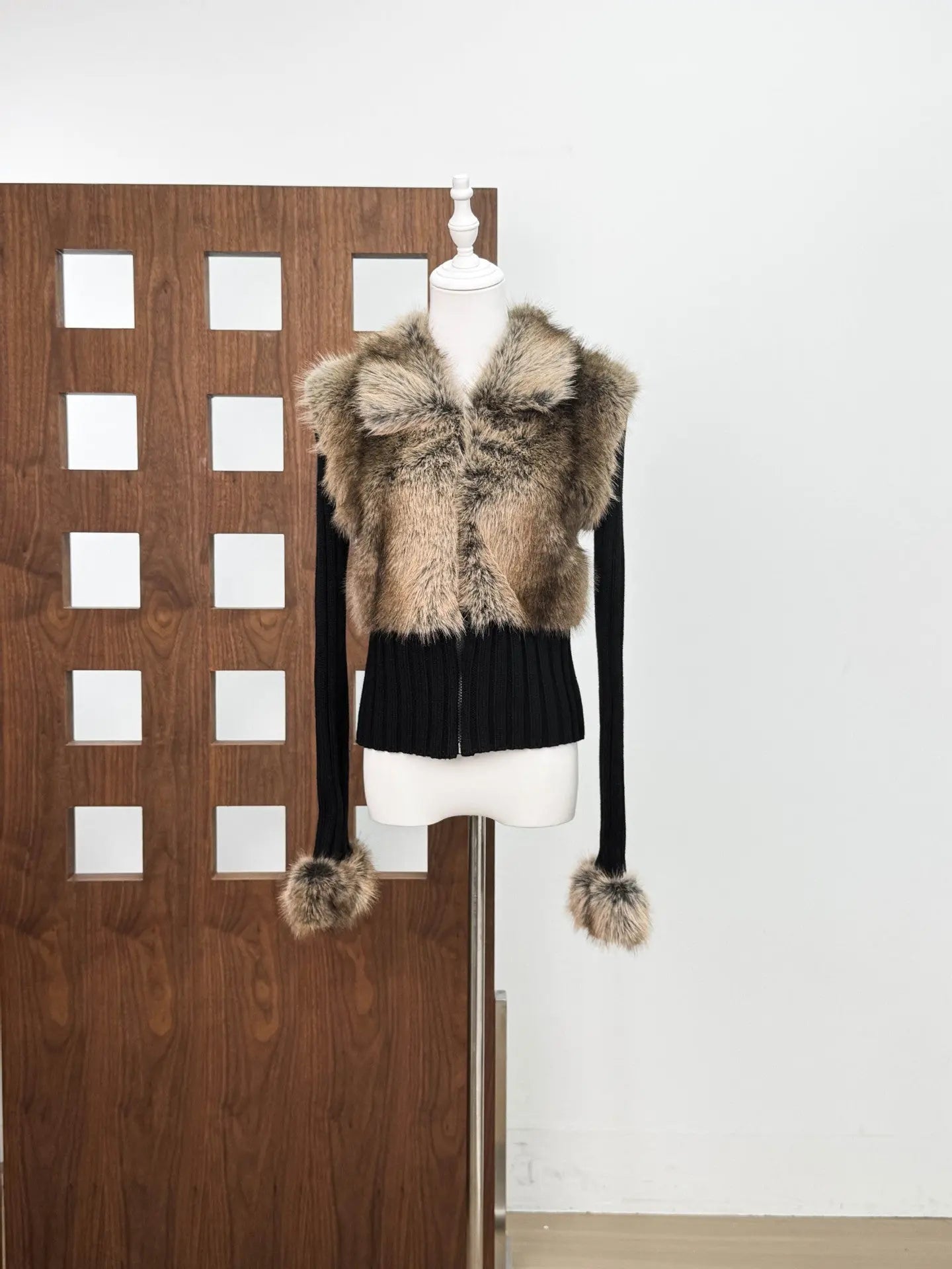 geraldine Faux Fur Knit Coat Avalabel