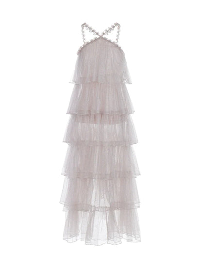 Mera Sleeveless Diamond Chain Cake evening Dress