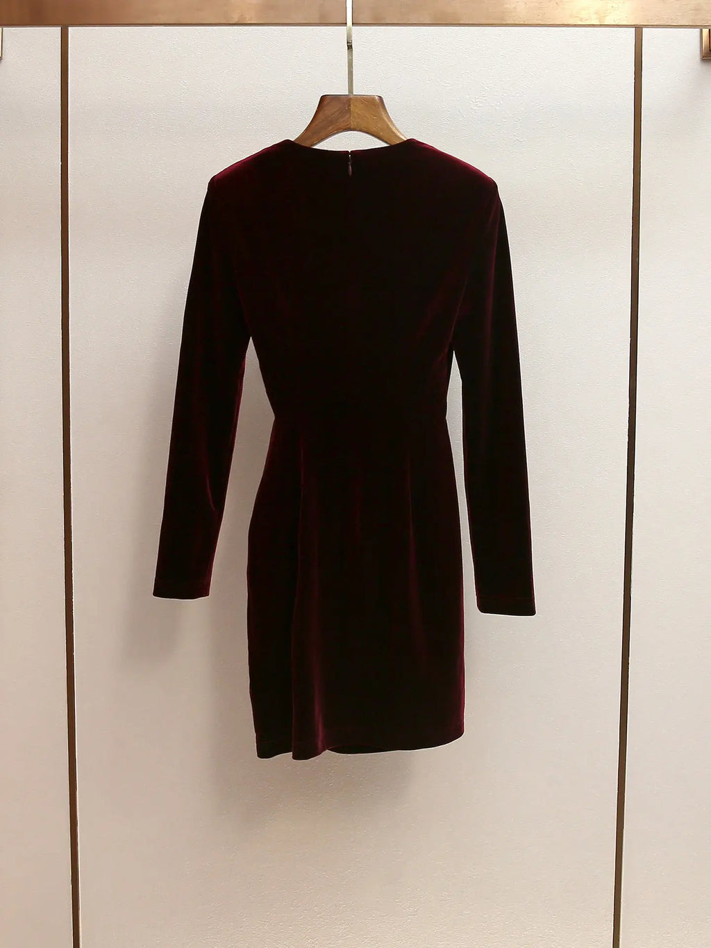 yvette Burgundy Velvet Embellished Mini Dress Avalabel
