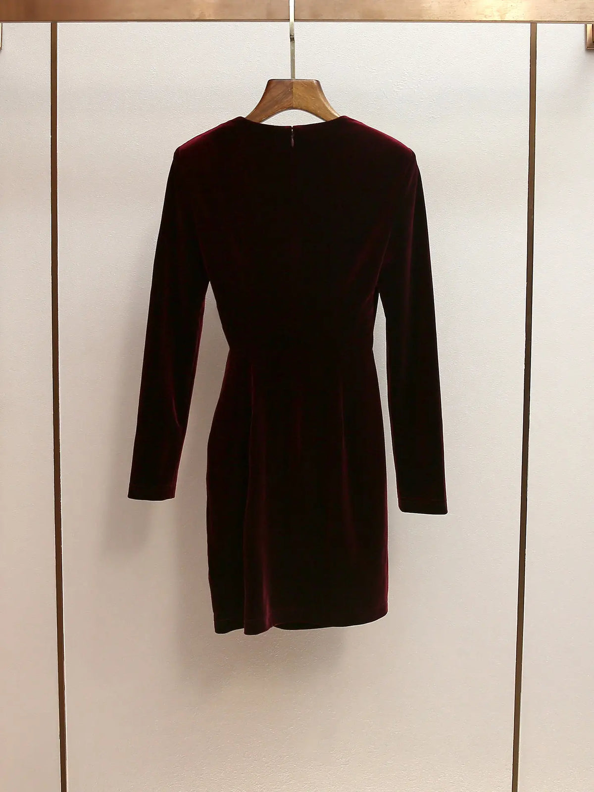 yvette Burgundy Velvet Embellished Mini Dress Avalabel